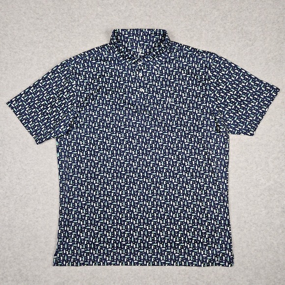 Rhoback Polo Shirt Men XL Blue Ranch Water Tequila Longhorn Performance Golf Top - Picture 2 of 7